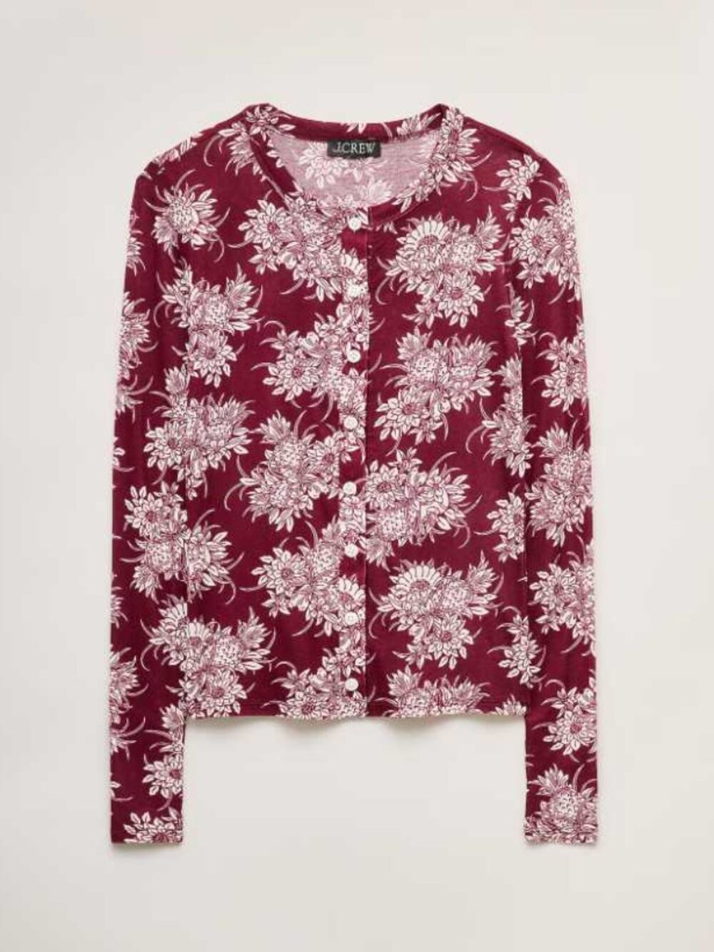 New M J.Crew Pineapple Garden Stretch lyocell blend lightweight cardigan Crimson